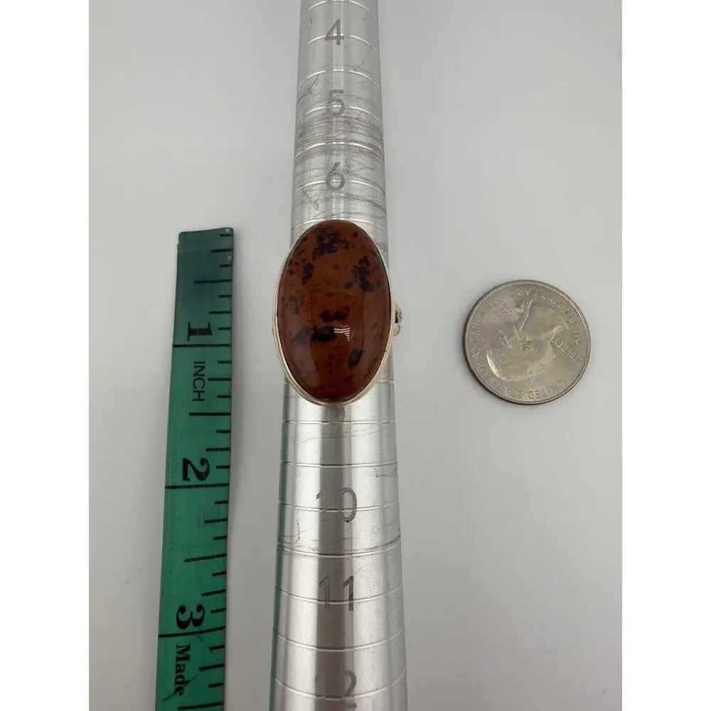 Handcrafted Polished Mahogany Obsidian Sterling Silver Ring Size 9